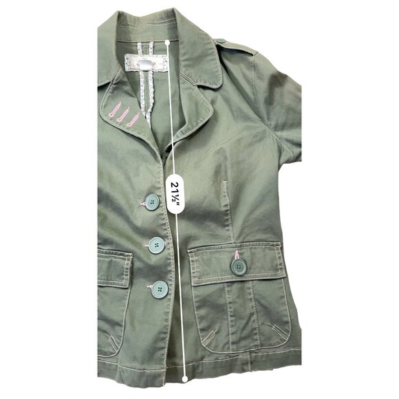 Plugg Y2K Blazer Womens Medium Green Military Utility Patch Sleeve 90s Grunge - Picture 12 of 13